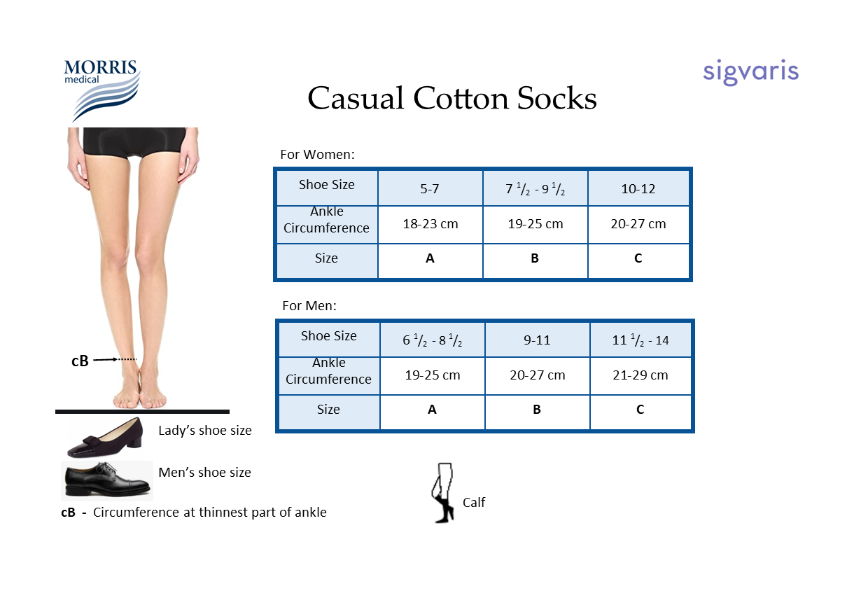 Sigvaris Casual Cotton Stockings Unisex – Black, Khaki Or Navy